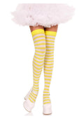 Leg Avenue Nylon Stocking W/ Stripe - White/Yellow - One Size