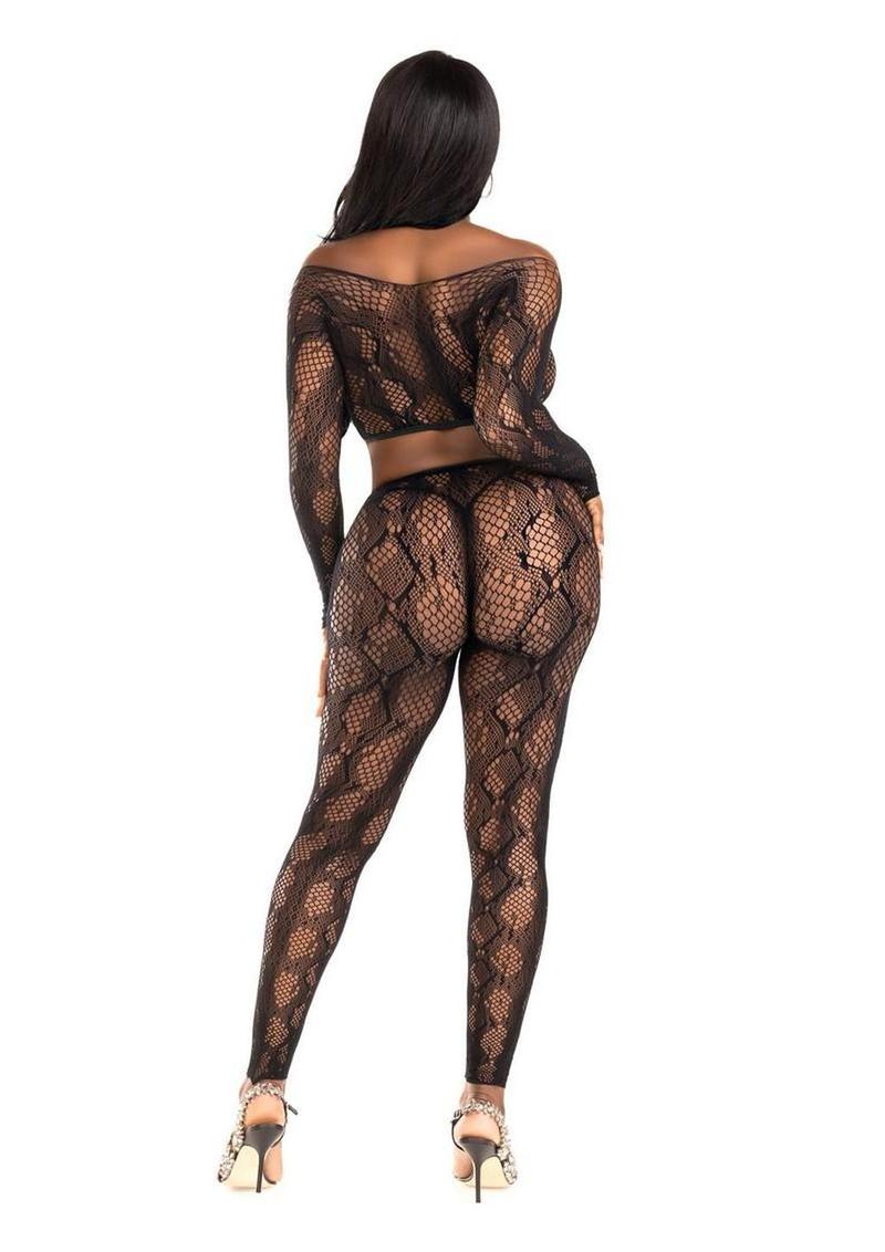 Leg Avenue Python Net Crop Top and Footless Tights