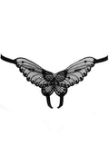 Leg Avenue Butterfly Crotchless with Pearl Sequin Detail - Black - One Size - 12 Pack