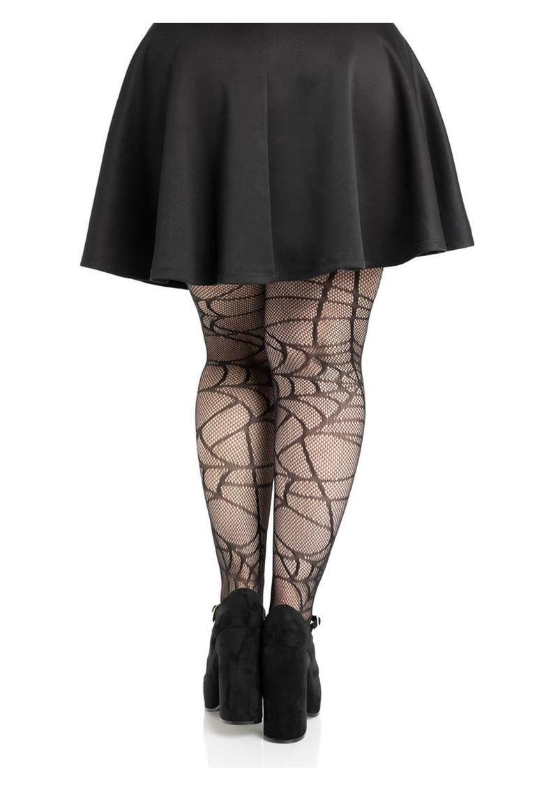 Leg Avenue Spiderweb Net Tights - 1x/2x - Black