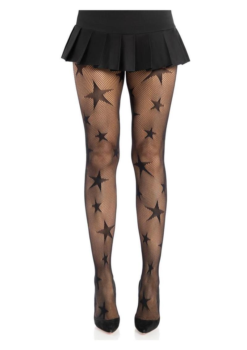 Leg Avenue Star Net Tights - Black - One Size