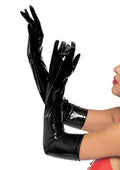 Leg Avenue Vinyl Gloves - Black - Large