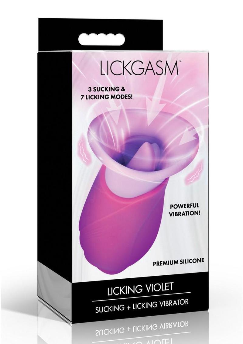 Lickgasm Licking Violet Sucking Licking Rechargeable Silicone Vibrator - Purple