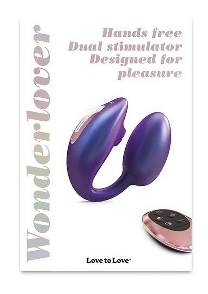 Love to Love Wonderlover Rechargeable Silicone Dual Vibrator with Remote - Iridescent Night - Blue