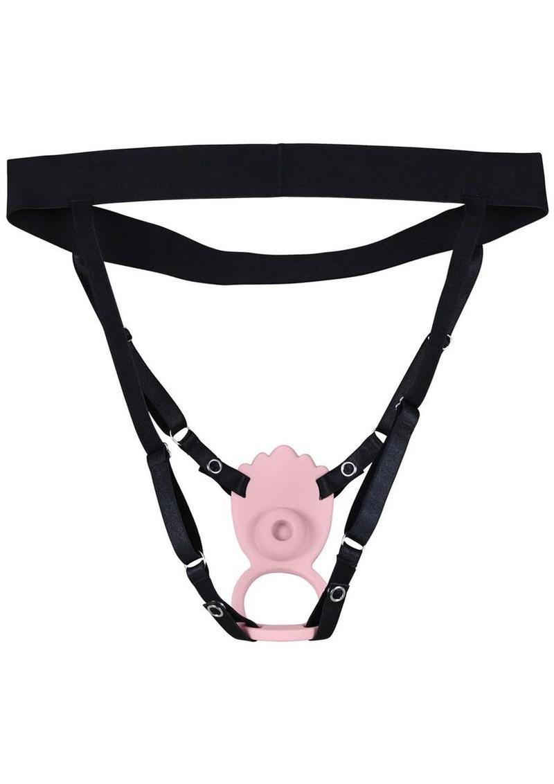 Loveline Flutter Airtaptech 9 Function Rechargeable Silicone Adjustable Panty Vibe - Black/Pink