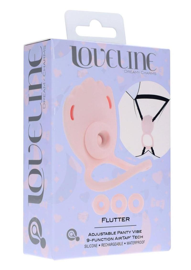 Loveline Flutter Airtaptech 9 Function Rechargeable Silicone Adjustable Panty Vibe - Black/Pink