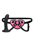 Lux Fetish Strap-On and Dildo - Black/Pink - 6in - Set