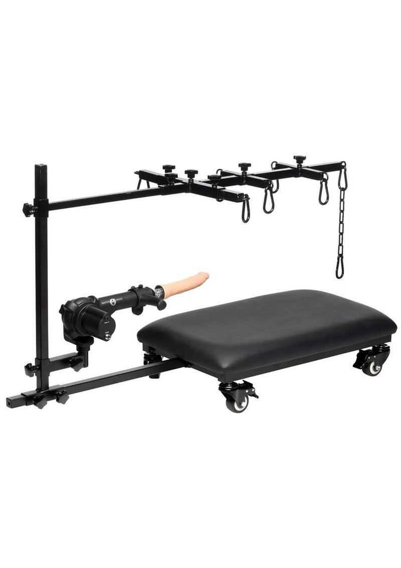 Master Series Hog Tie Restraint Rack with Sex Machine - Black