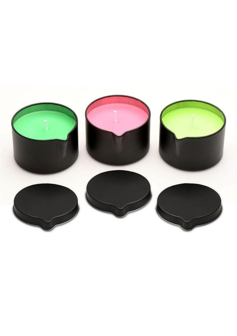 Master Series Wicked Wax Blacklight Reactive Drip Candle - Multicolor - Set Of 3