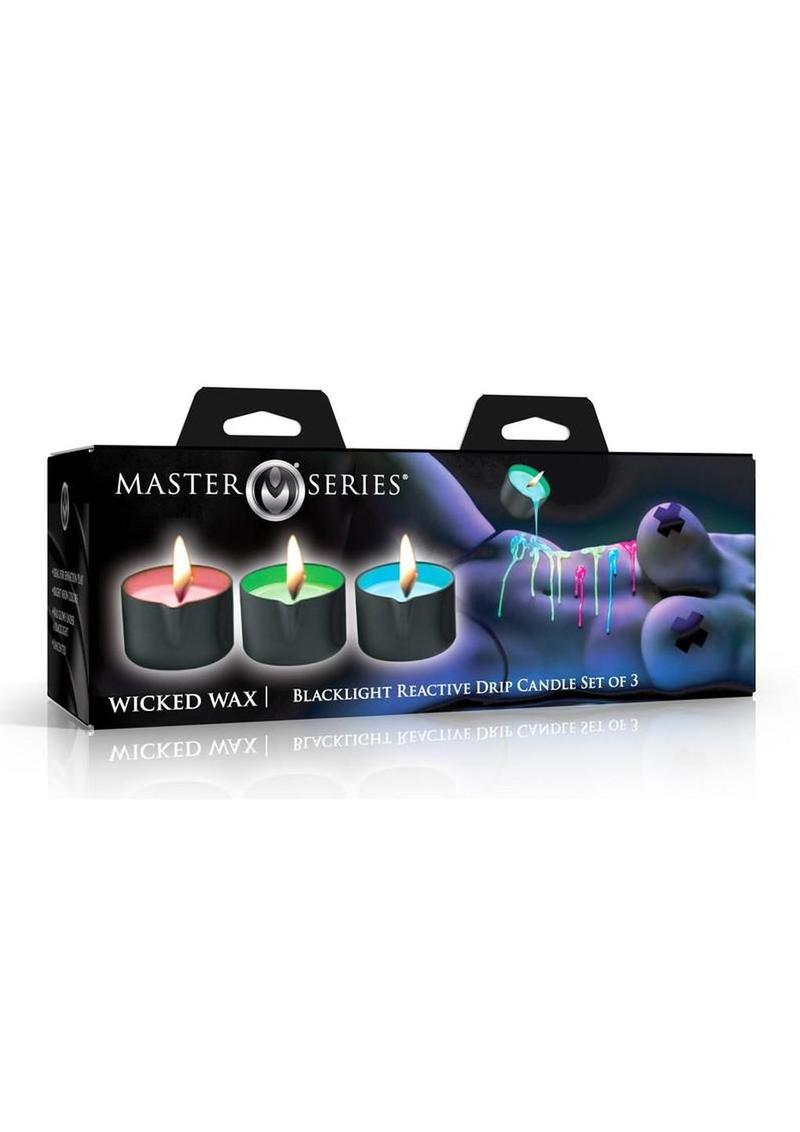 Master Series Wicked Wax Blacklight Reactive Drip Candle - Multicolor - Set Of 3