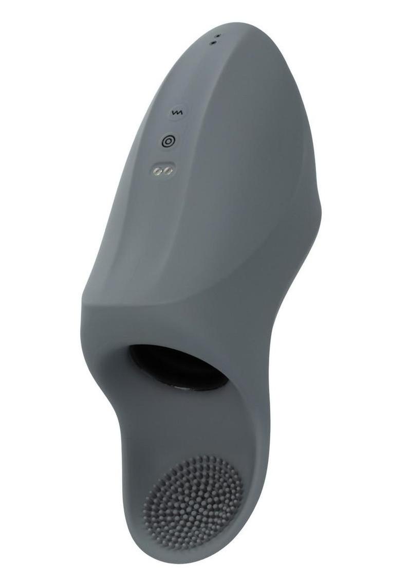 Milk Master Rechargeable Silicone Squeeze and Please Masturbator - Gray/Grey