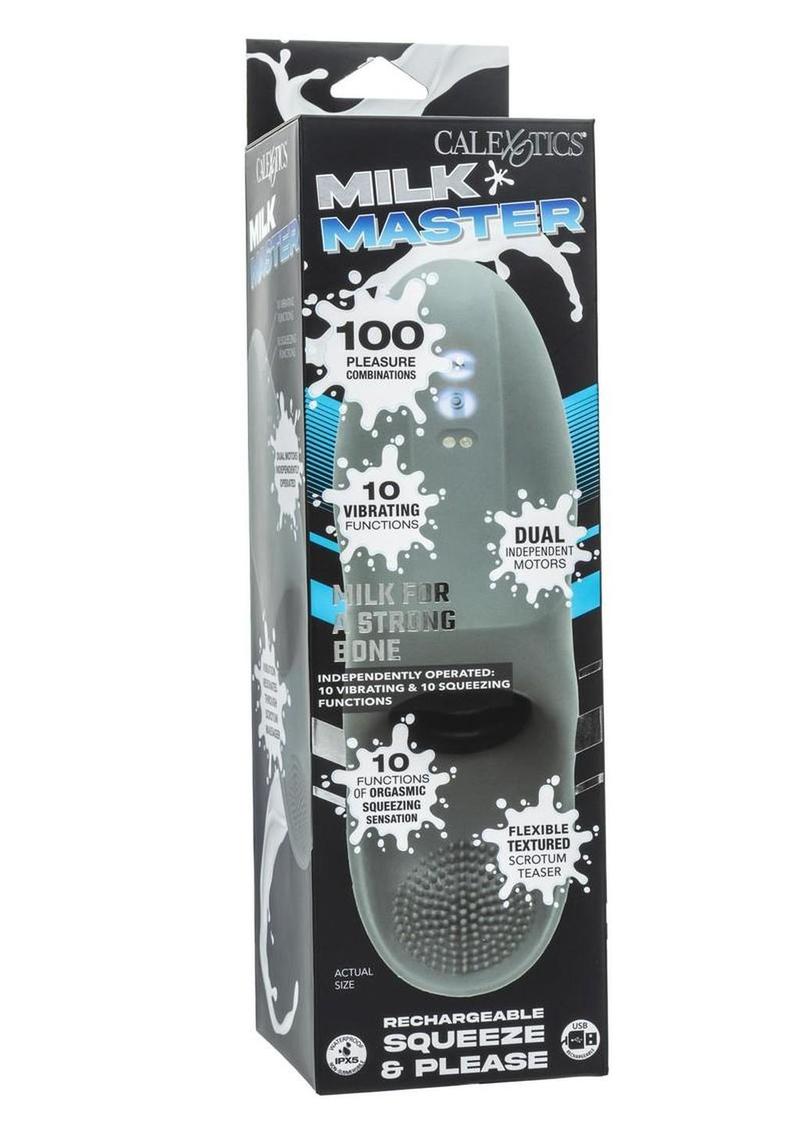 Milk Master Rechargeable Silicone Squeeze and Please Masturbator - Gray/Grey