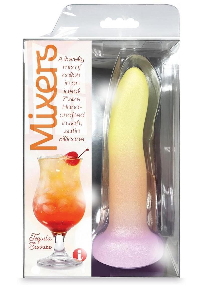 Mixers Tequila Sunrise Silicone G-Spot Dildo with Suction Cup - Orange/Yellow - 8in