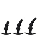 Mood Naughty Beaded Trainer Silicone Anal Plug - Black - 3 Piece Set