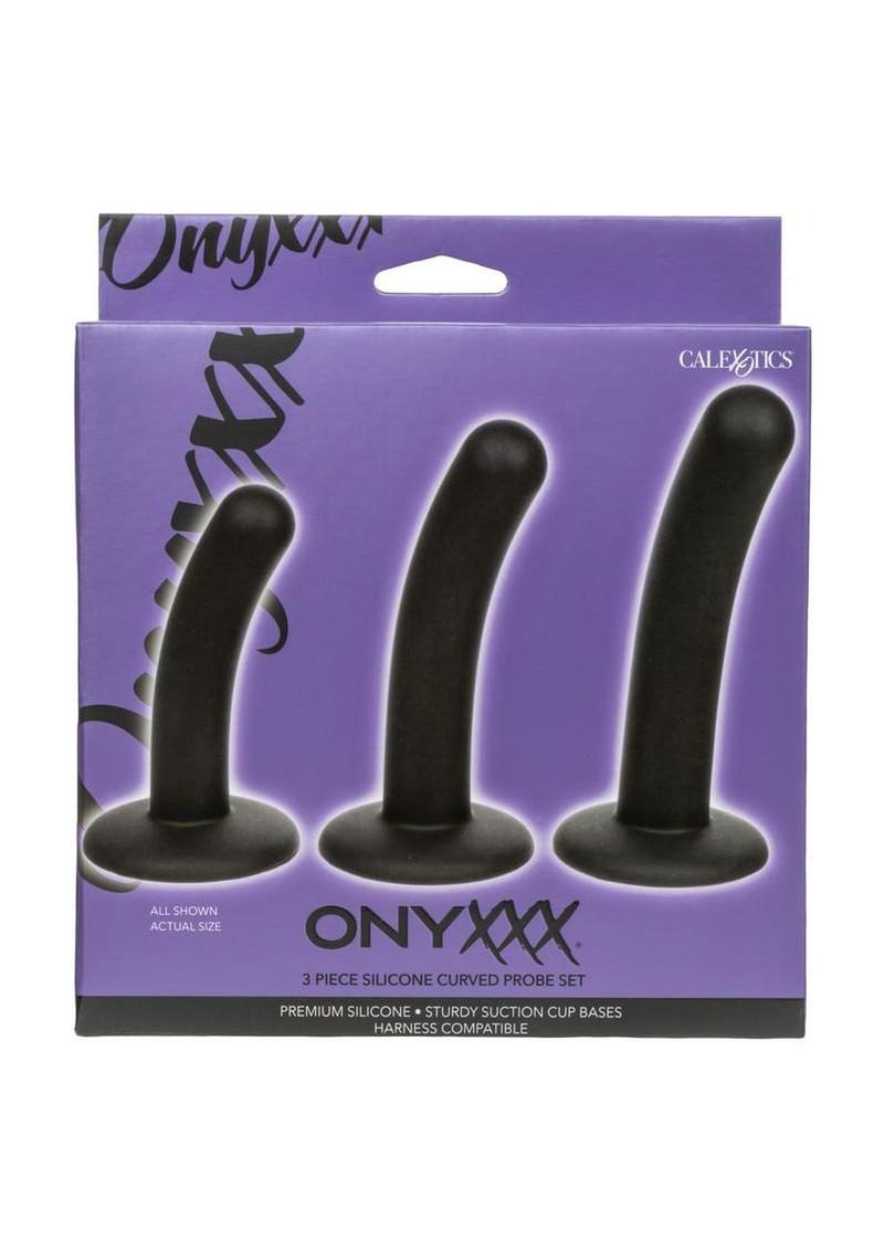 Onyxxx Silicone Curved Probe - Black - 3 Piece/Set