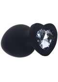 Ouch! Heart Diamond Silicone Butt Plug - Black - Large