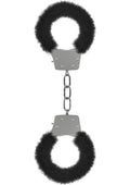 Ouch! Pleasure Furry Handcuffs - Black/Metal