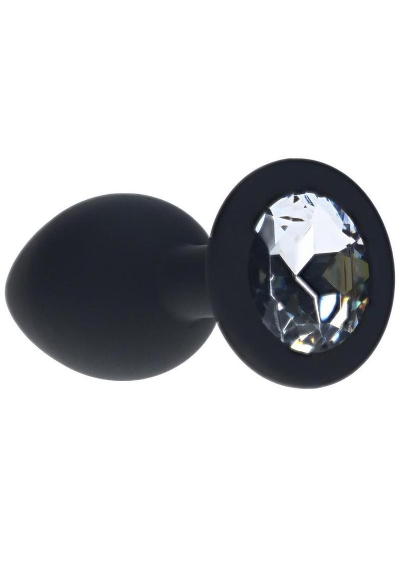 Ouch! Round Diamond Silicone Butt Plug - Black - Small