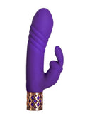 Pillow Talk Secrets Sensual Rechargeable Silicone Dual Thrusting Rabbit Wand - Purple/Rose Gold