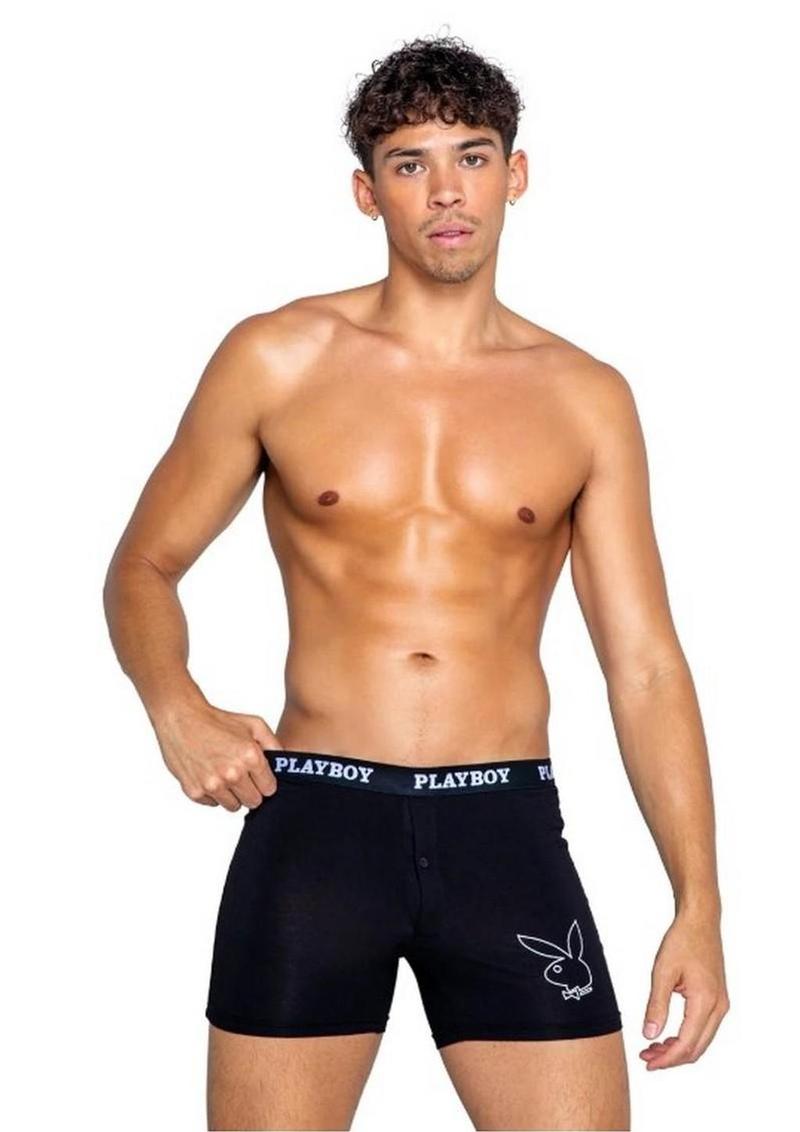 Playboy Mens Tuxedo Classic Boxer - Black/White - XLarge