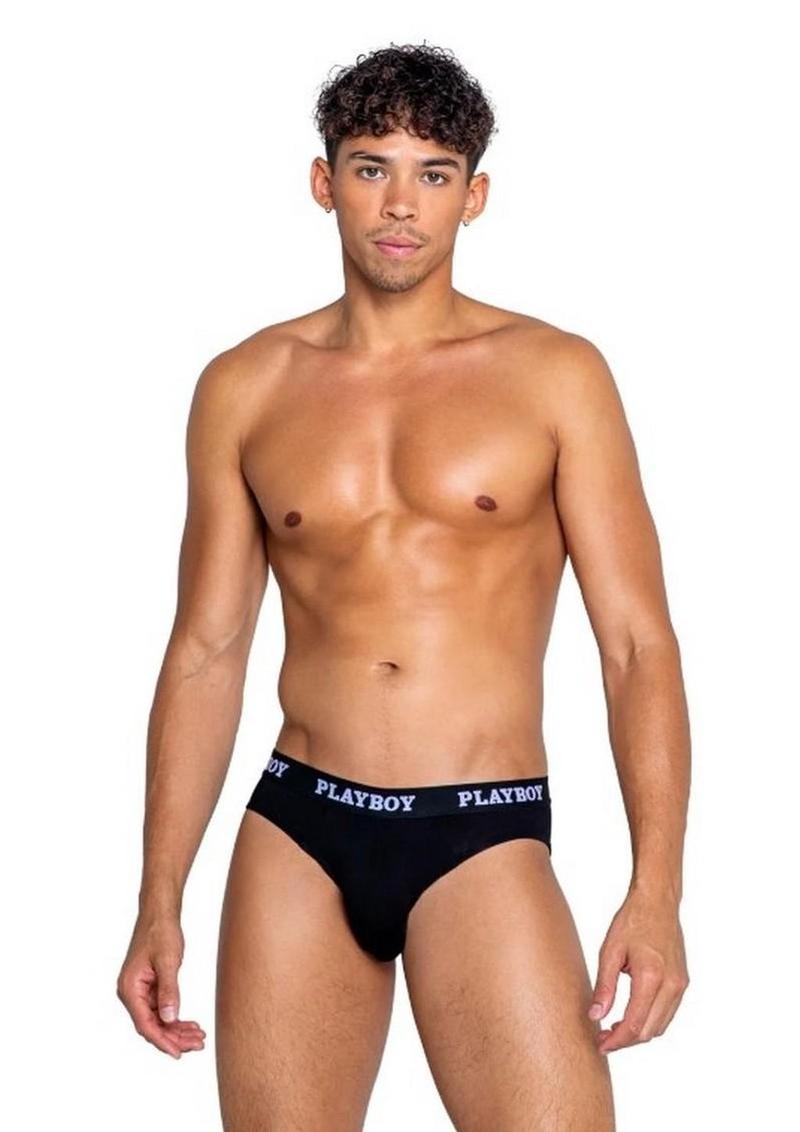 Playboys Mens Modal Gym Brief - Black/White - XLarge