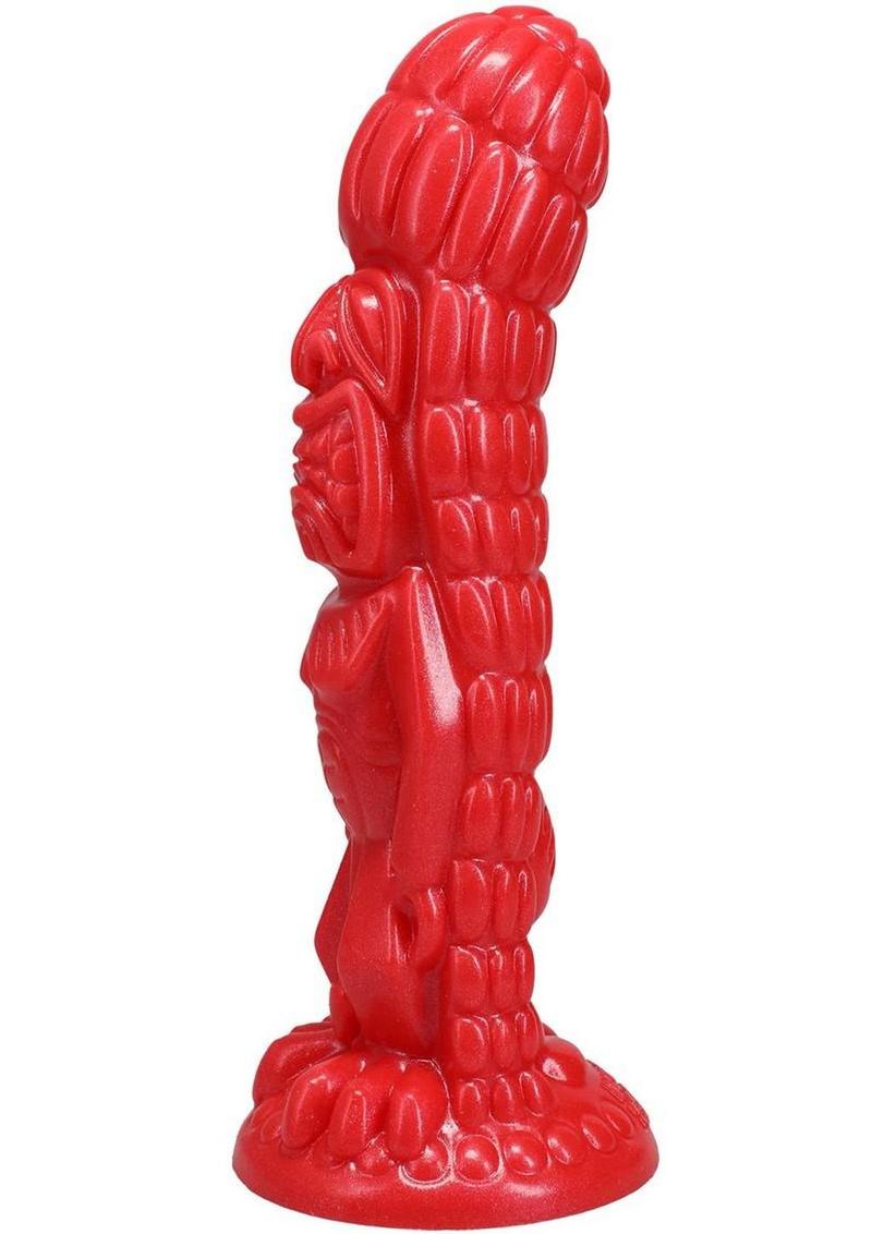 Polynesian Pleasure Idols Ula' Make Fire Idol Rechargeable Silicone Vibrating Dildo with Remote Control - Red