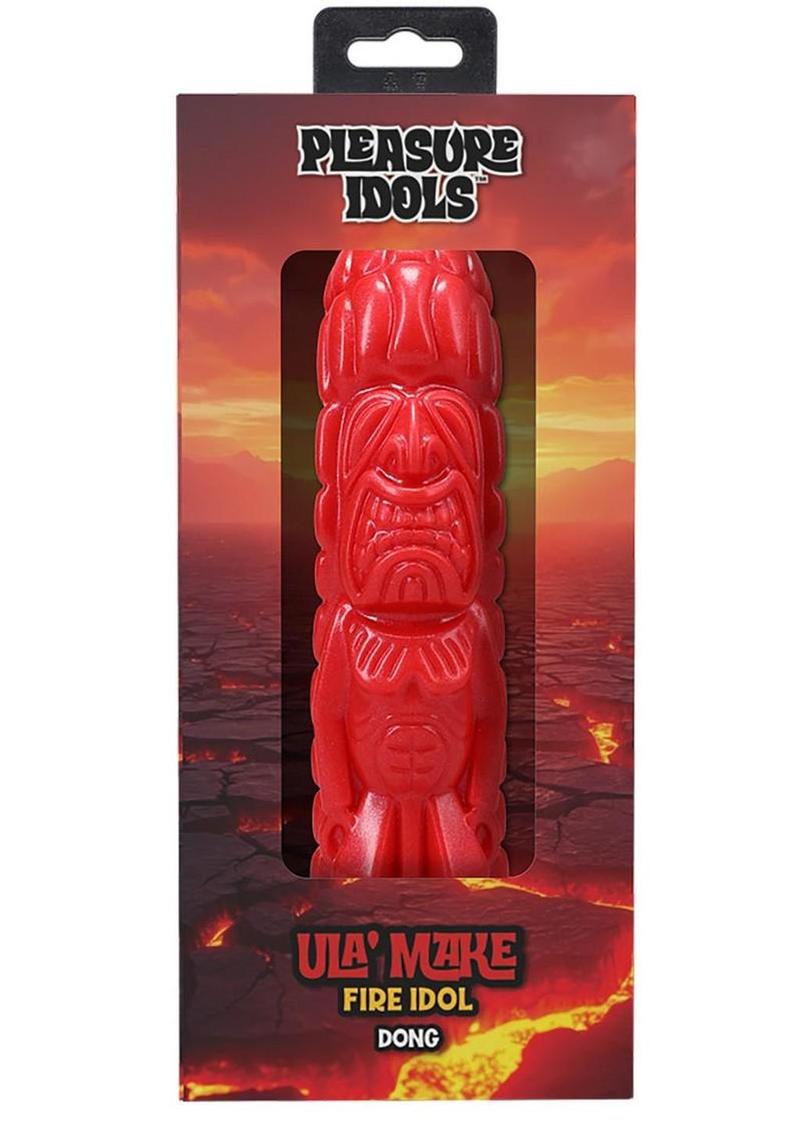 Polynesian Pleasure Idols Ula' Make Fire Idol Rechargeable Silicone Vibrating Dildo with Remote Control - Red