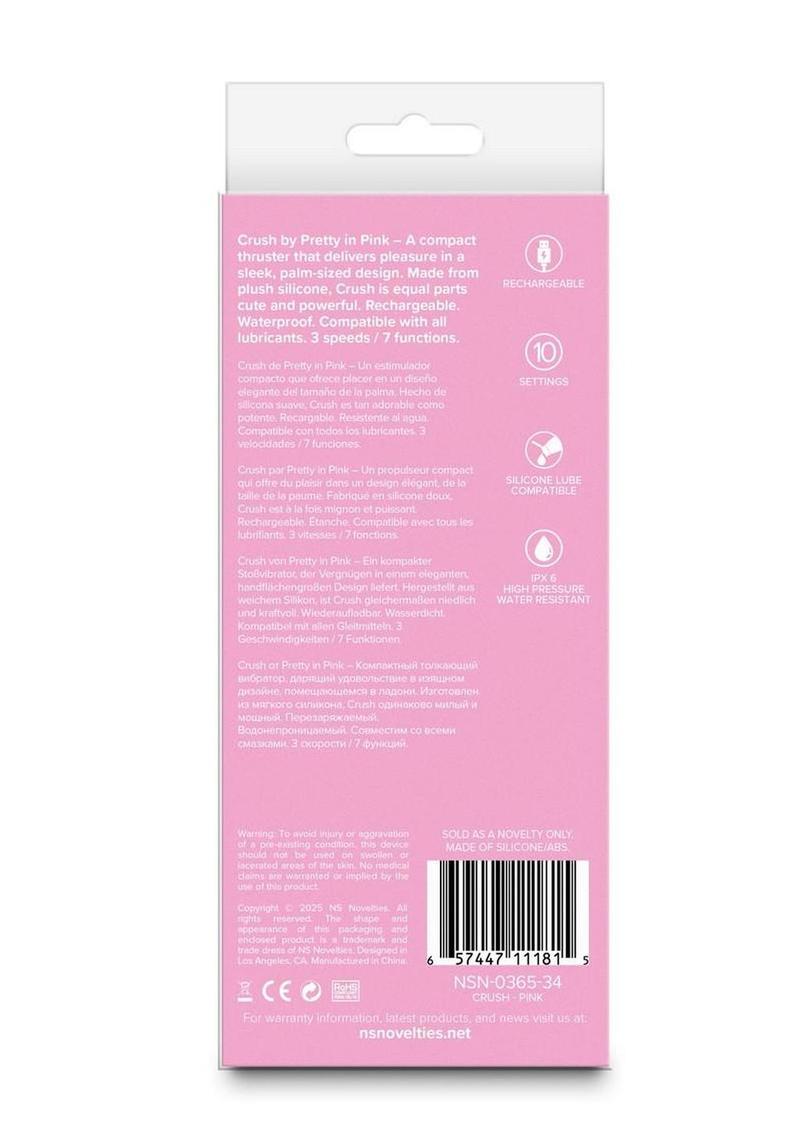 Pretty In Pink Crush Rechargeable Silicone Compact Thrusting Vibrator