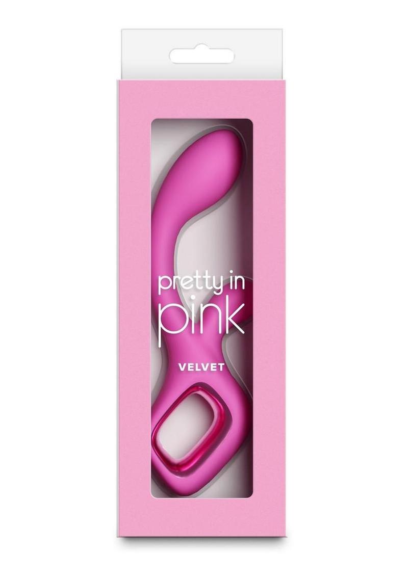 Pretty In Pink Velvet Rechargeable Silicone G-Spot Rabbit Vibrator - Pink