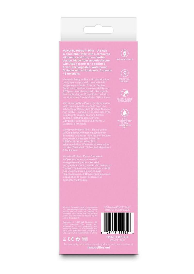 Pretty In Pink Velvet Rechargeable Silicone G-Spot Rabbit Vibrator