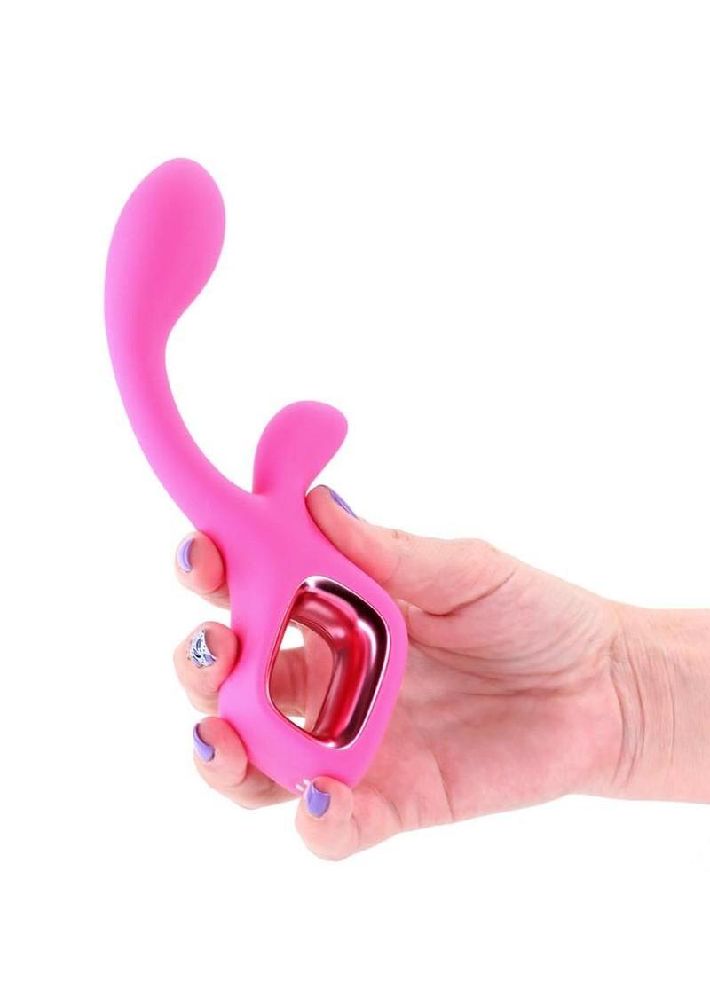 Pretty In Pink Velvet Rechargeable Silicone G-Spot Rabbit Vibrator