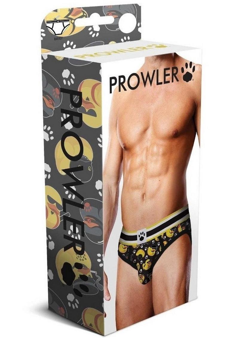 Prowler BDSM Rubber Ducks Brief - Black/Yellow - Large