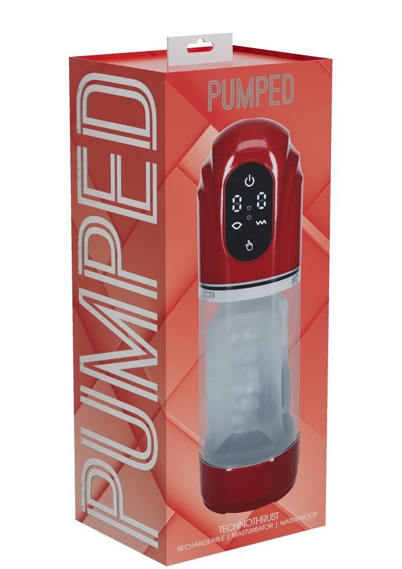 Pumped Technothrust 10 Function Automatic Masturbator - Metallic - Red
