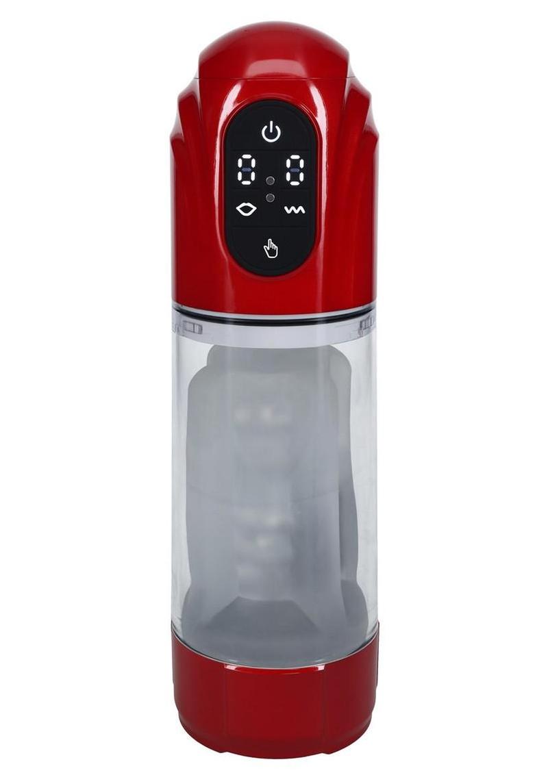 Pumped Technothrust 10 Function Automatic Masturbator - Metallic - Red