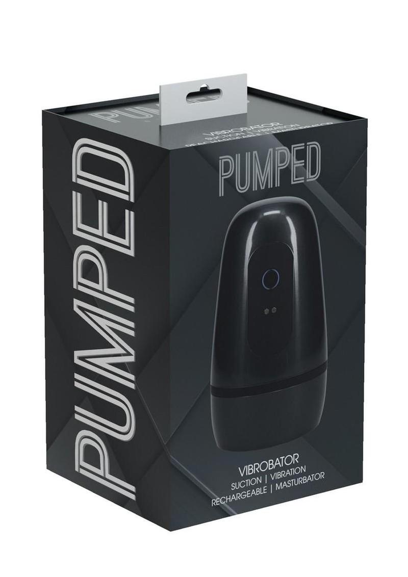 Pumped Vibrobator Pressure Suction 9 Function Vibrating Rechargeable Masturbator - Grey/Gun Metal