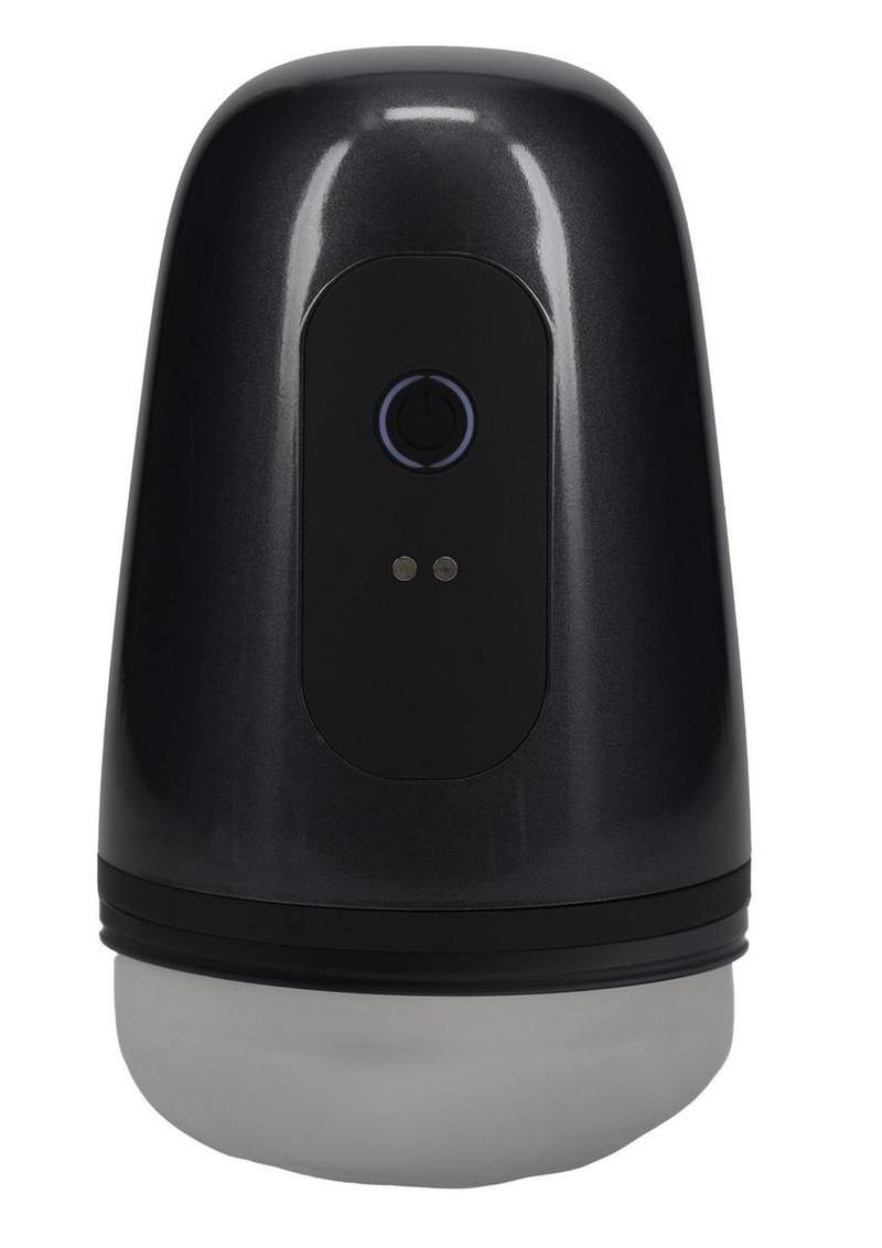 Pumped Vibrobator Pressure Suction 9 Function Vibrating Rechargeable Masturbator - Grey/Gun Metal