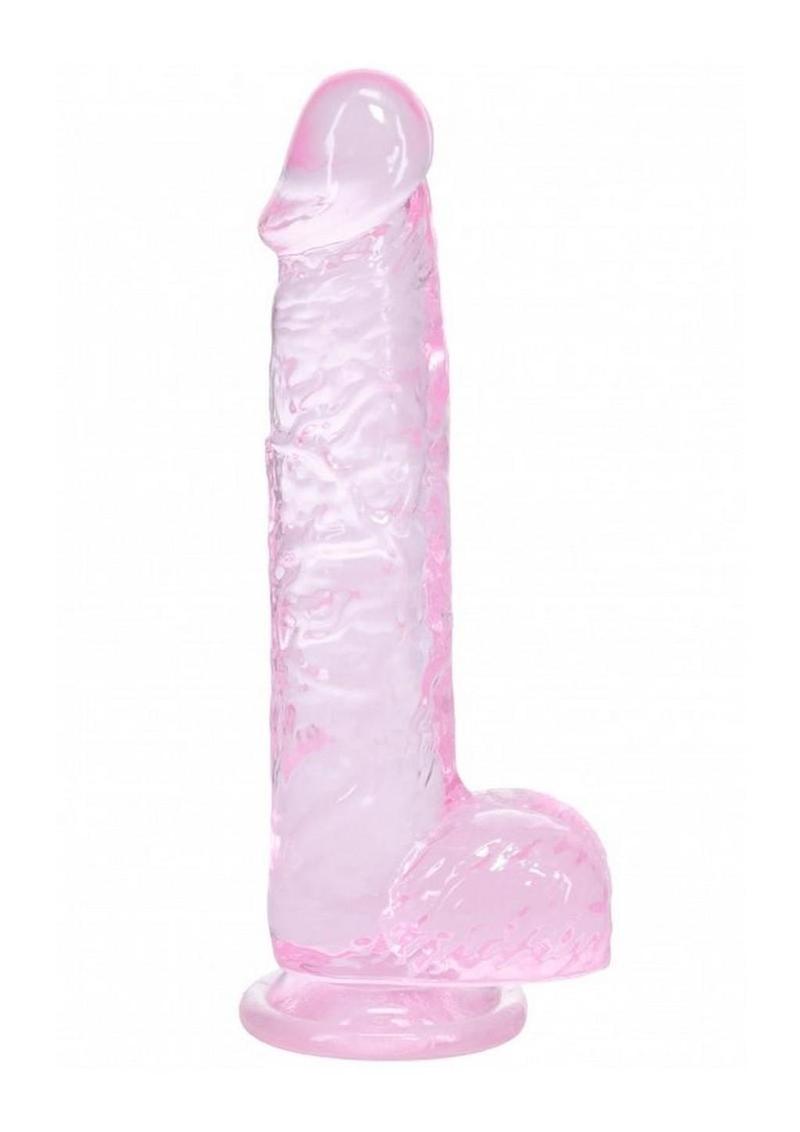 Realrock Crystal Clear Realistic Dildo with Balls - Pink - 5in