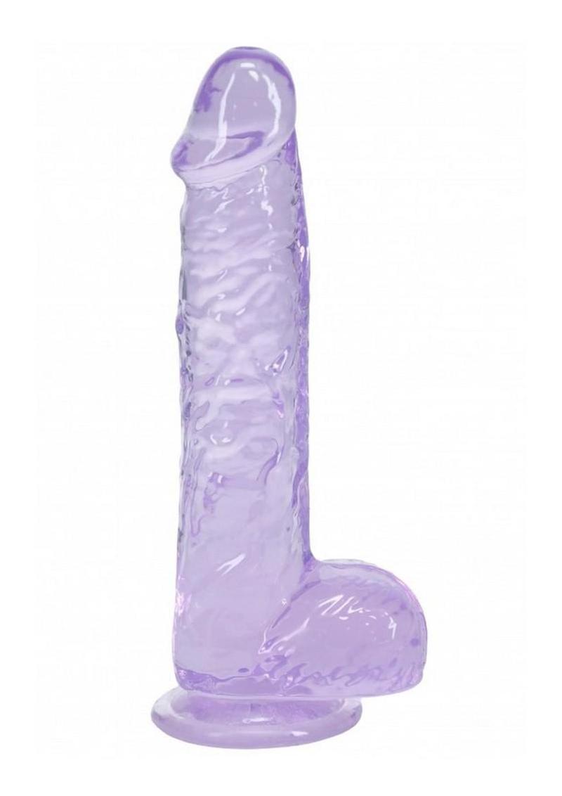 Realrock Crystal Clear Realistic Dildo with Balls - Purple - 5in