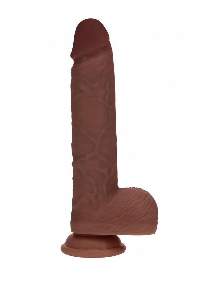 Realrock Dual Layered Silicone Realistic Vibrating Thrusting Dildo with Balls and Suction Cup