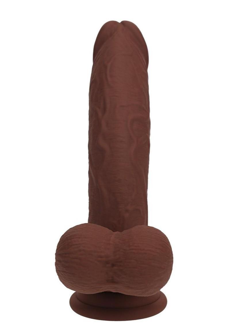 Realrock Rechargeable Silicone Dual Layered Vibrating Curved Dildo with Weighted Balls
