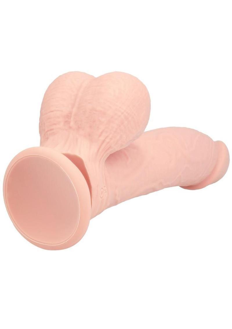 Realrock Rechargeable Silicone Dual Layered Vibrating Curved Dildo with Weighted Balls
