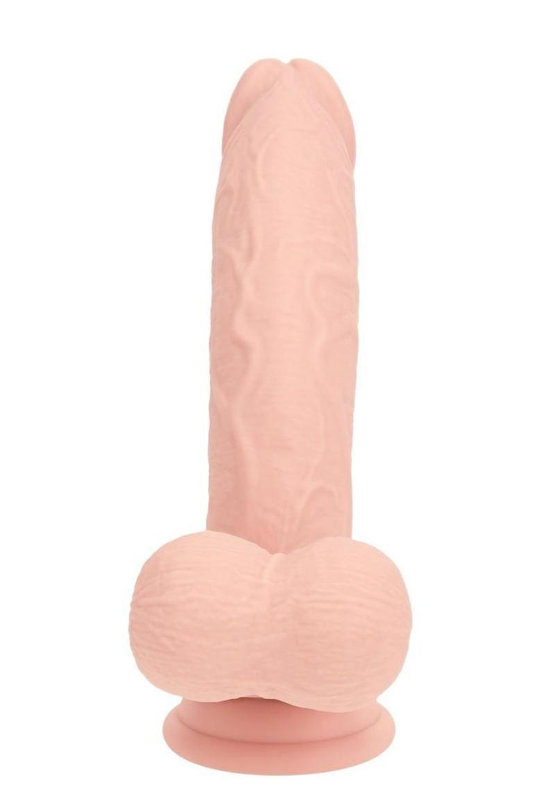 Realrock Rechargeable Silicone Dual Layered Vibrating Curved Dildo with Weighted Balls