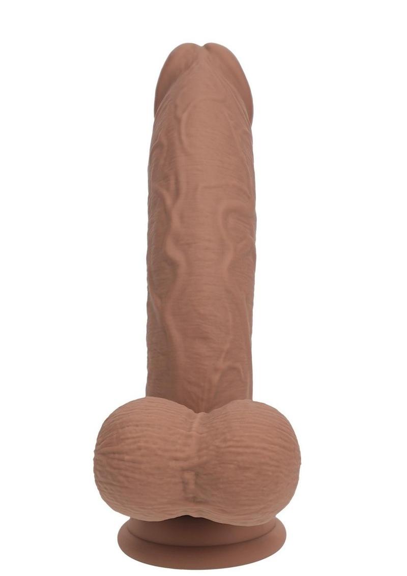 Realrock Rechargeable Silicone Dual Layered Vibrating Curved Dildo with Weighted Balls