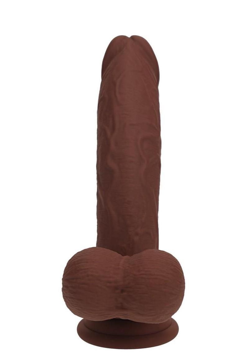 Realrock Rechargeable Silicone Dual Layered Vibrating Curved Dildo with Weighted Balls