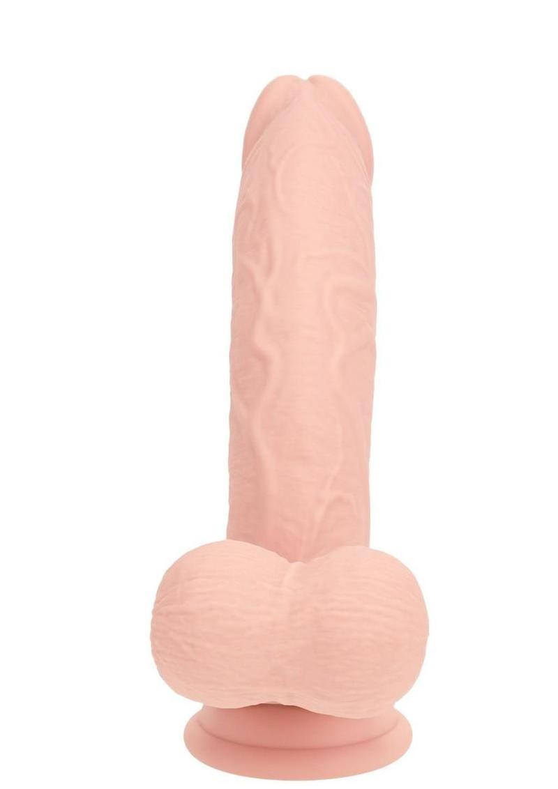 Realrock Rechargeable Silicone Dual Layered Vibrating Curved Dildo with Weighted Balls
