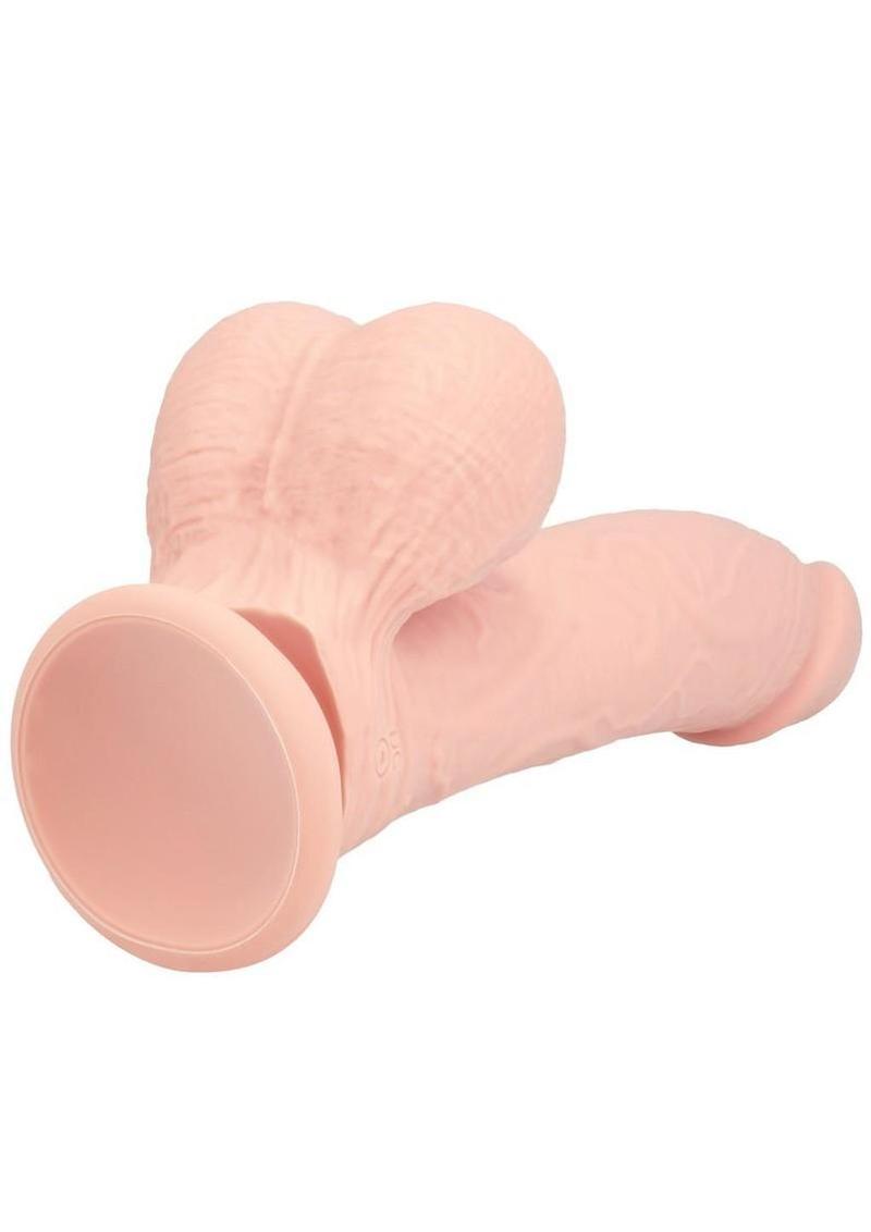 Realrock Rechargeable Silicone Dual Layered Vibrating Curved Dildo with Weighted Balls