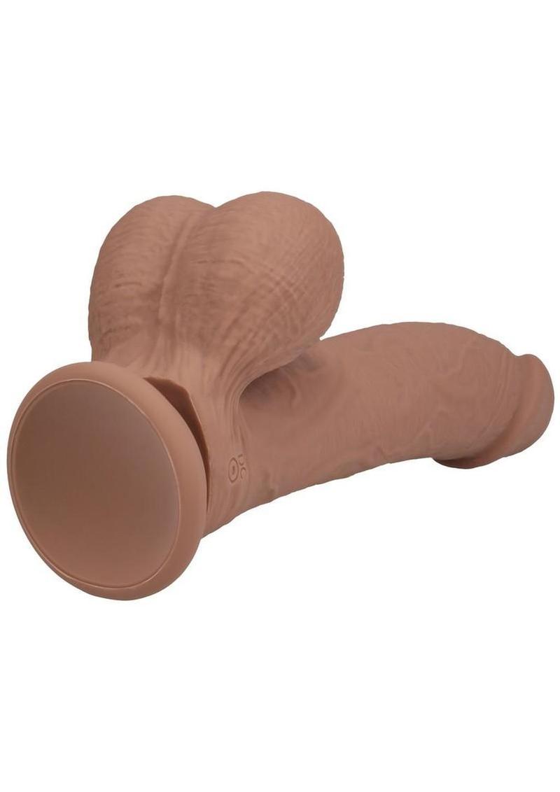 Realrock Rechargeable Silicone Dual Layered Vibrating Curved Dildo with Weighted Balls