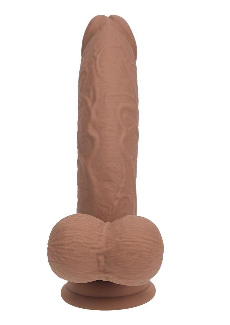 Realrock Rechargeable Silicone Dual Layered Vibrating Curved Dildo with Weighted Balls