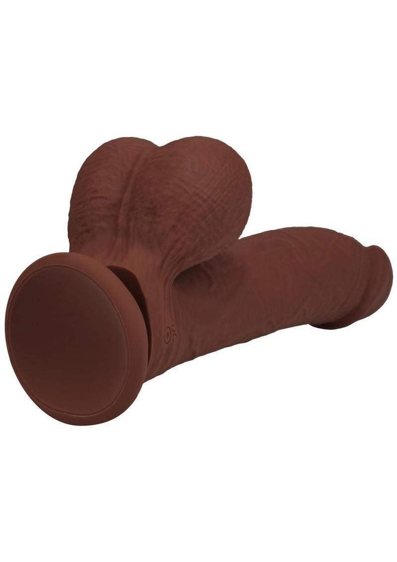 Realrock Rechargeable Silicone Dual Layered Vibrating Curved Dildo with Weighted Balls