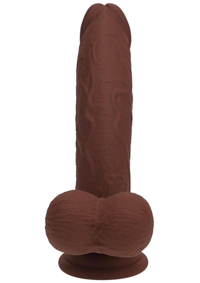 Realrock Rechargeable Silicone Dual Layered Vibrating Curved Dildo with Weighted Balls